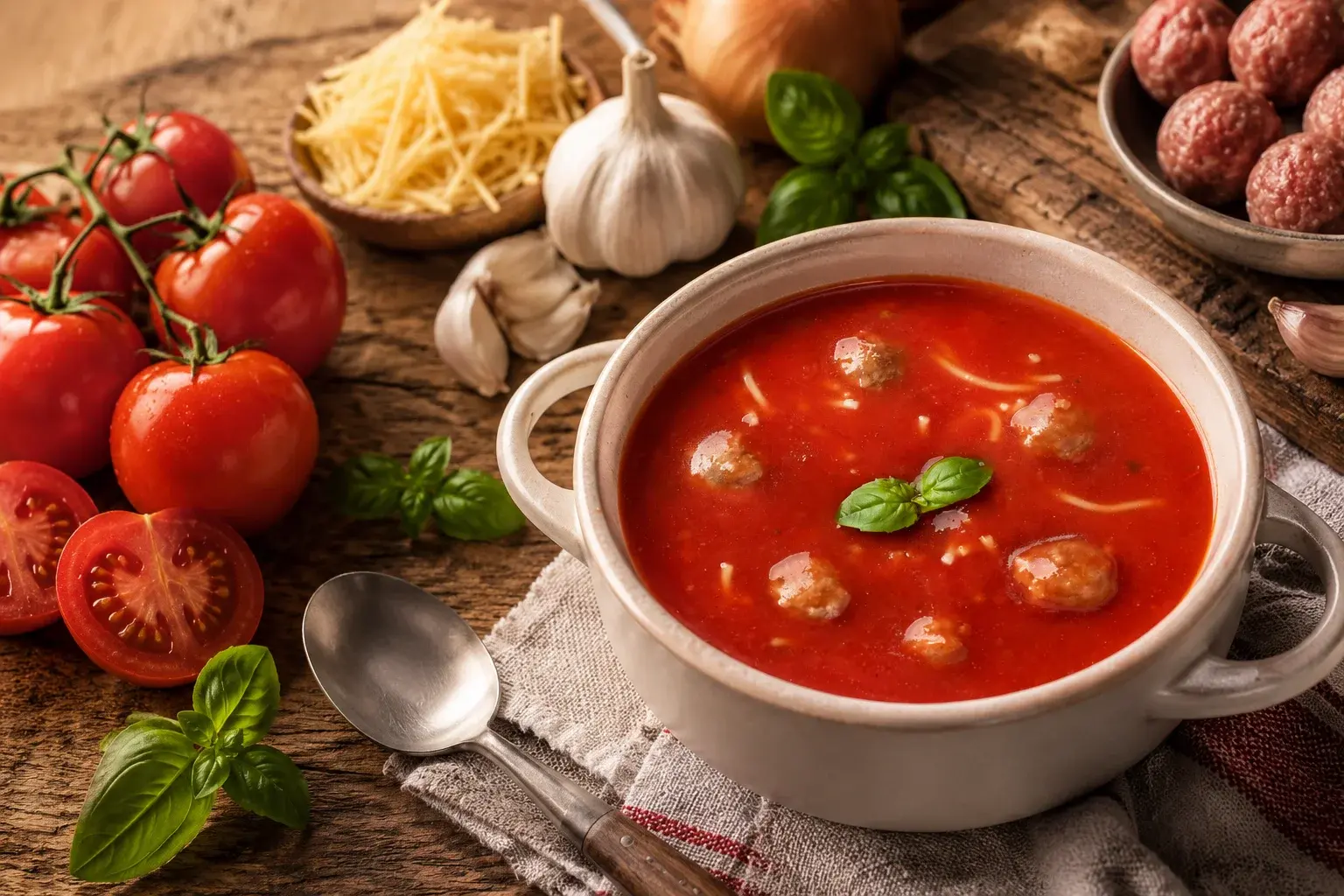 Sfeerbeeld tomatensoep achtergrond werksoep